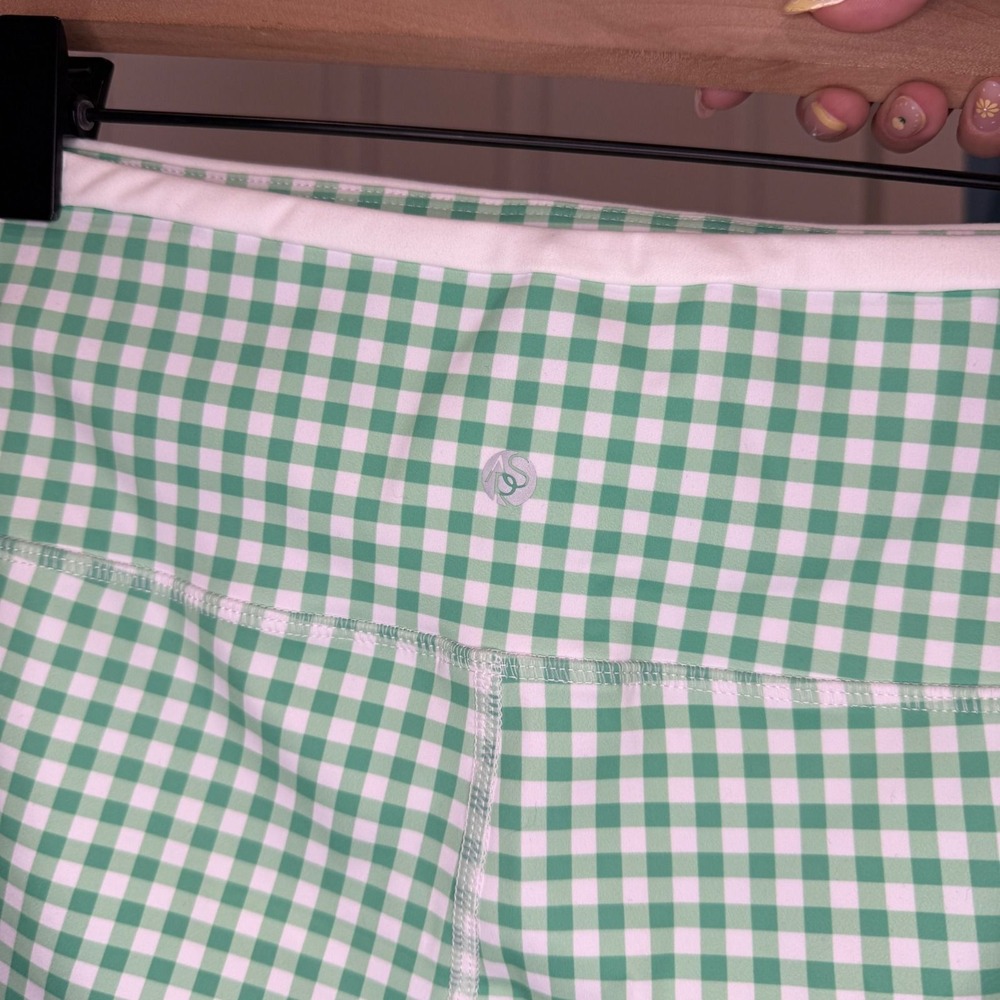 Altar'd State Green Gingham High Waisted Biker Shorts Athletic Size L Shorts - Picture 4 of 4
